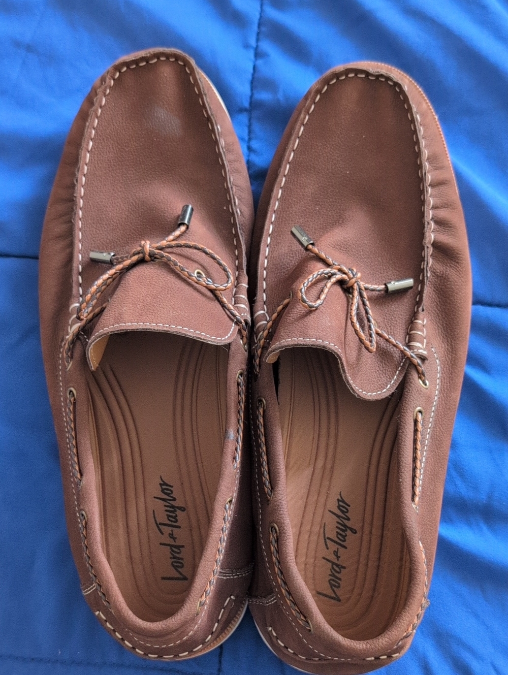 Lord & Taylor Brown Leather Moccasin-Style Driving Loafers